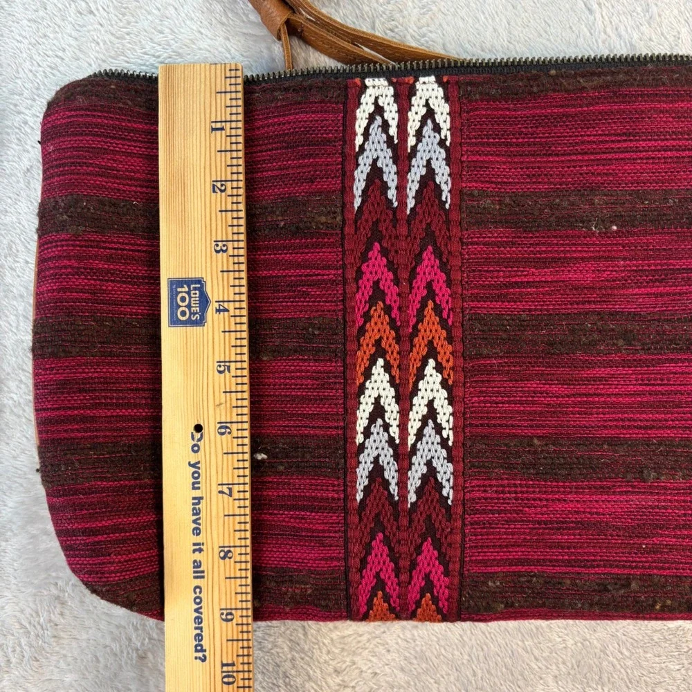 Mercado Global‎ Women's Crossbody Bag Ruby Red Woven Striped Cotton NWT